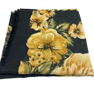 Elaine Gold Black and Gold Floral Square Scarf, 46x46